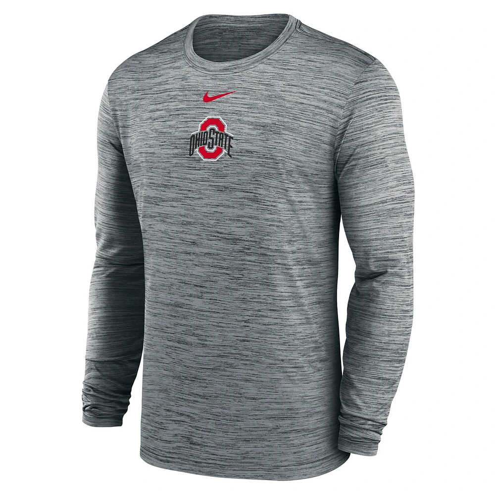 T-shirt Nike à manches longues Performance Anthracite Ohio State Buckeyes 2025 pour homme