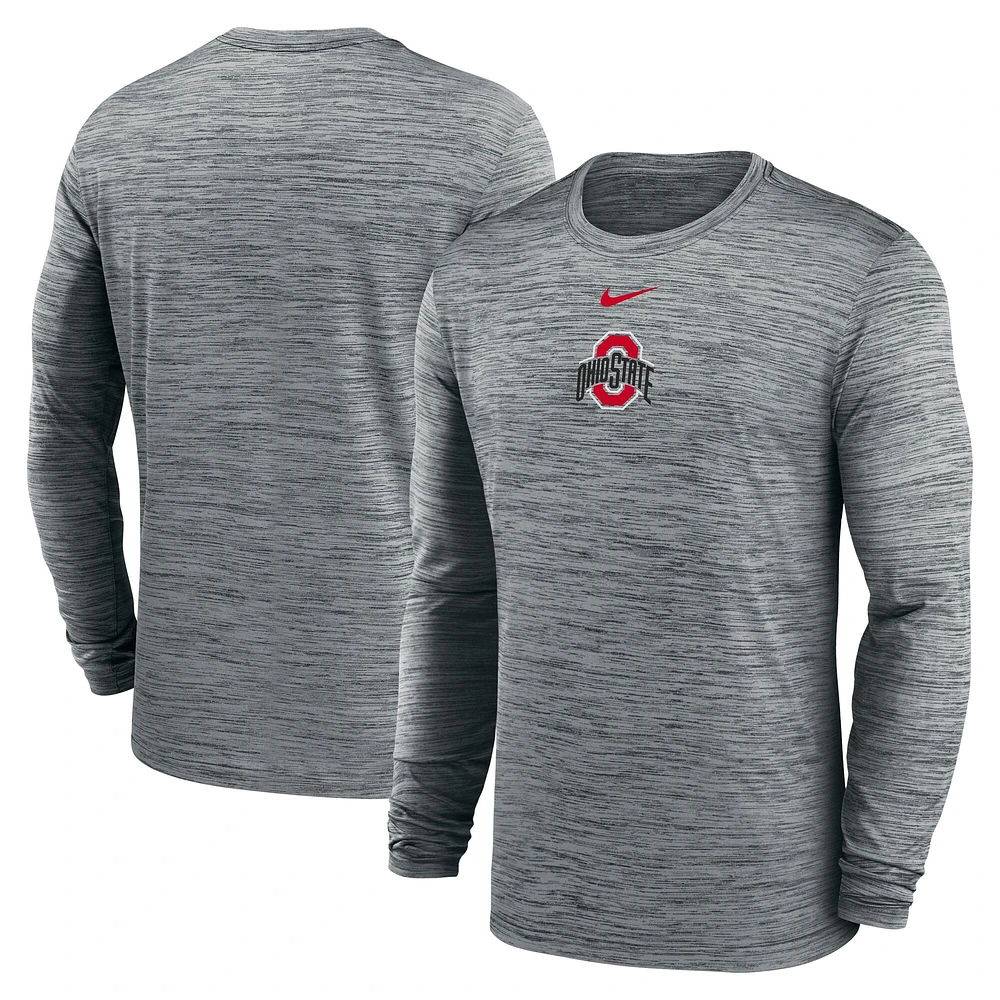 T-shirt Nike à manches longues Performance Anthracite Ohio State Buckeyes 2025 pour homme