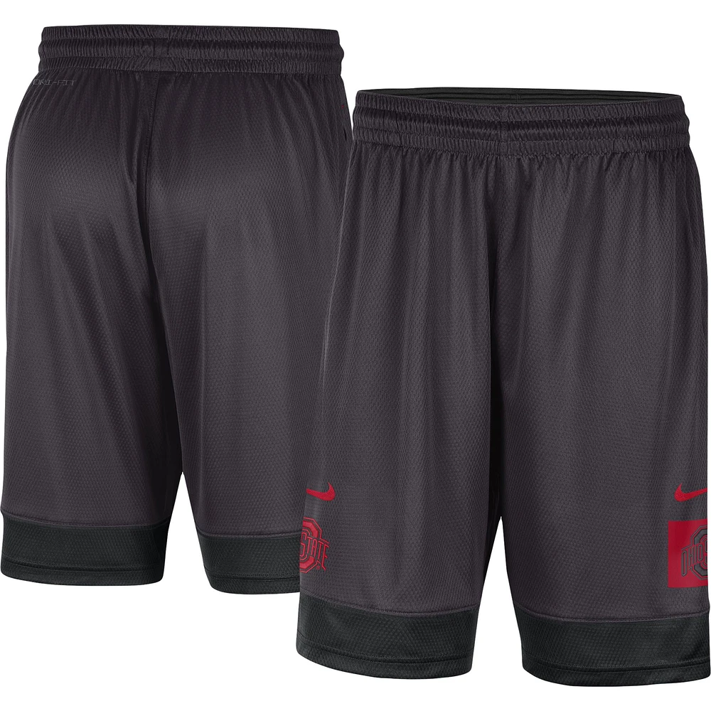 Short Performance Fast Break pour Homme Ohio State Buckeyes Nike Charcoal