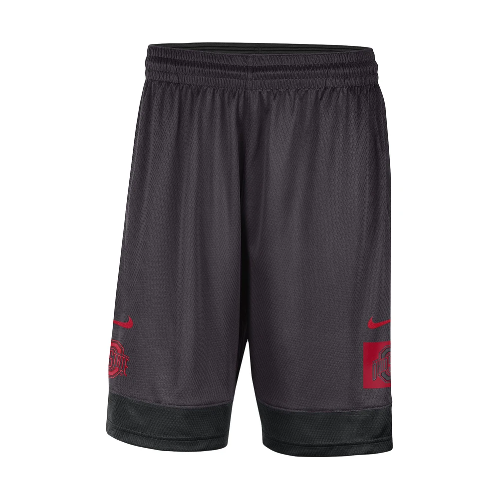 Short Performance Fast Break pour Homme Ohio State Buckeyes Nike Charcoal