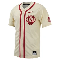 Maillot de baseball réplique à bouton intégral Nike Ohio State Buckeyes pour homme crème