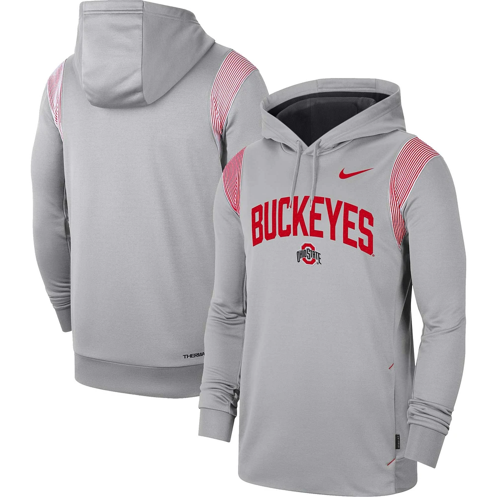 Men's Nike Gray Ohio State Buckeyes 2022 Game Day Sideline Performance Pullover Hoodie
