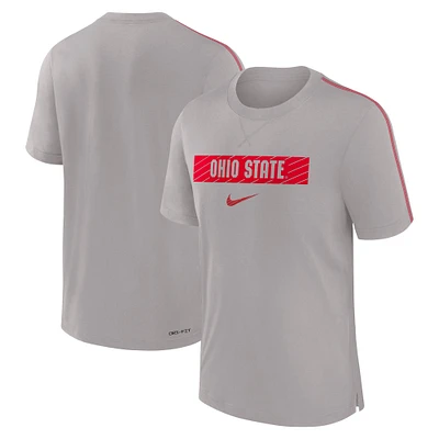 T-shirt Nike gris Ohio State Buckeyes 2024 Sideline Player Performance Tri-Blend pour homme