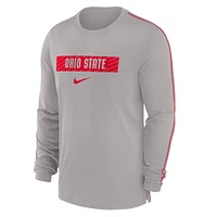 Men's Nike Gray Ohio State Buckeyes 2024 Sideline Player Tri-Blend Performance Long Sleeve T-Shirt