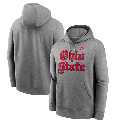 Sweat à capuche en polaire Nike Old English Ohio State Buckeyes pour hommes, gris