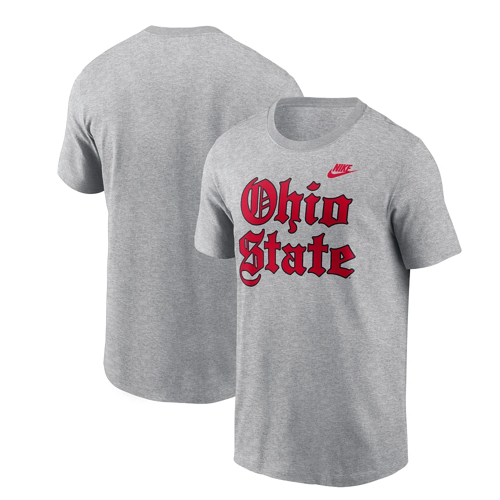 T-shirt Nike gris Ohio State Buckeyes Old English pour homme