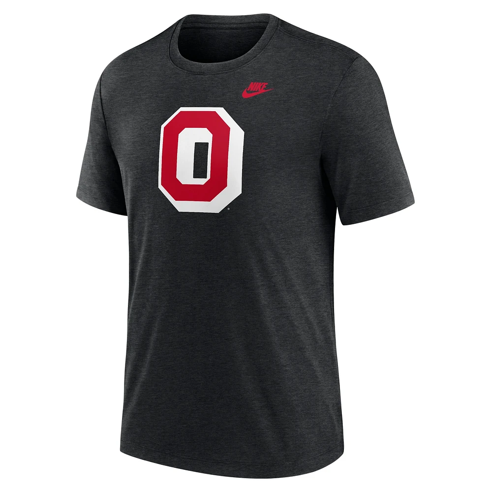 T-shirt Nike Heather Ohio State Buckeyes Blitz Legacy Primary Tri-Blend pour homme