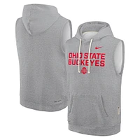 Men's Nike Heather Gray Ohio State Buckeyes 2025 Sideline Performance Sleeveless Pullover Hoodie