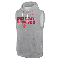 Men's Nike Heather Gray Ohio State Buckeyes 2025 Sideline Performance Sleeveless Pullover Hoodie