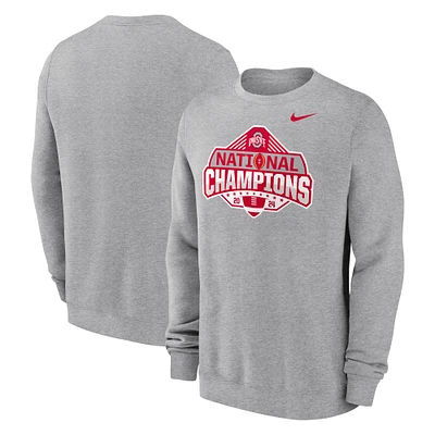 Men's Nike Heather Gray Ohio State Buckeyes College Football Playoff 2024 National Champions Official Logo Pullover Sweatshirt