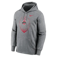 Sweat à capuche Nike Heather Grey Ohio State Buckeyes Icon Football Performance pour homme