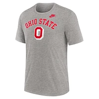 Men's Nike Heather Gray Ohio State Buckeyes Legacy Arch Tri-Blend T-Shirt