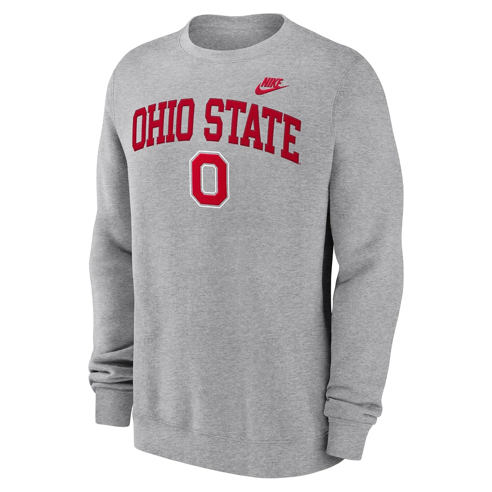 Men's Nike Heather Gray Ohio State Buckeyes Legacy Classic Pullover Sweatshirt