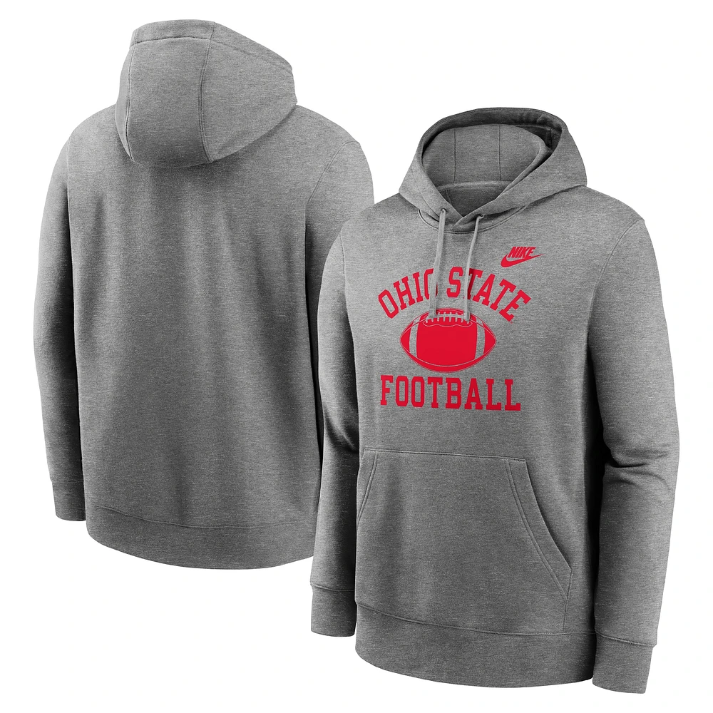 Sweat à capuche en polaire Nike Heather Grey Ohio State Buckeyes Legacy Football Icon Club pour homme