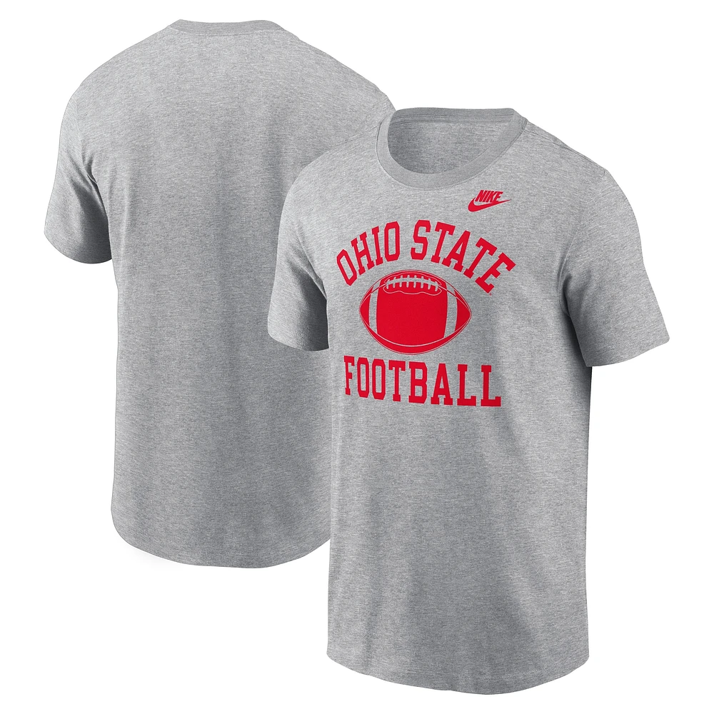 Men's Nike Heather Gray Ohio State Buckeyes Legacy Football Icon T-Shirt