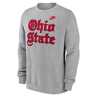 Men's Nike Heather Gray Ohio State Buckeyes Old English Fleece Sweatshirt