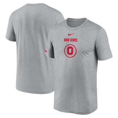 T-shirt Nike Heather Grey Ohio State Buckeyes pour homme - Légende du basket-ball sur le terrain Performance