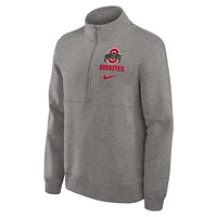 Men's Nike Heather Gray Ohio State Buckeyes Primetime Club Half-Zip Pullover