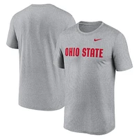 T-shirt Nike pour hommes, gris chiné, Ohio State Buckeyes, Primetime Legend Wordmark