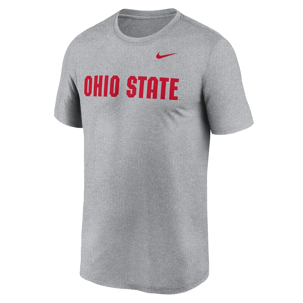 T-shirt Nike pour hommes, gris chiné, Ohio State Buckeyes, Primetime Legend Wordmark