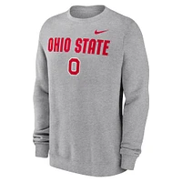 Men's Nike Heather Gray Ohio State Buckeyes Primetime Primary Stack Pullover Sweatshirt