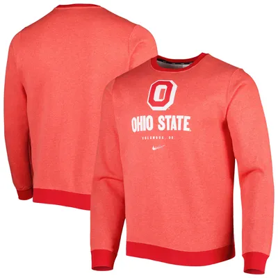 Ohio State Buckeyes Nike Vault Stack Club Fleece Pullover Sweatshirt - Heathered Scarlet