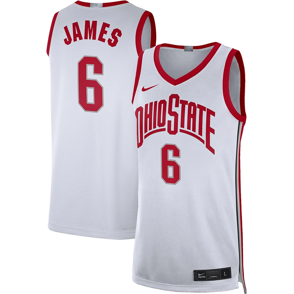 Men's Nike LeBron James White Ohio State Buckeyes Limited Basketball Jersey