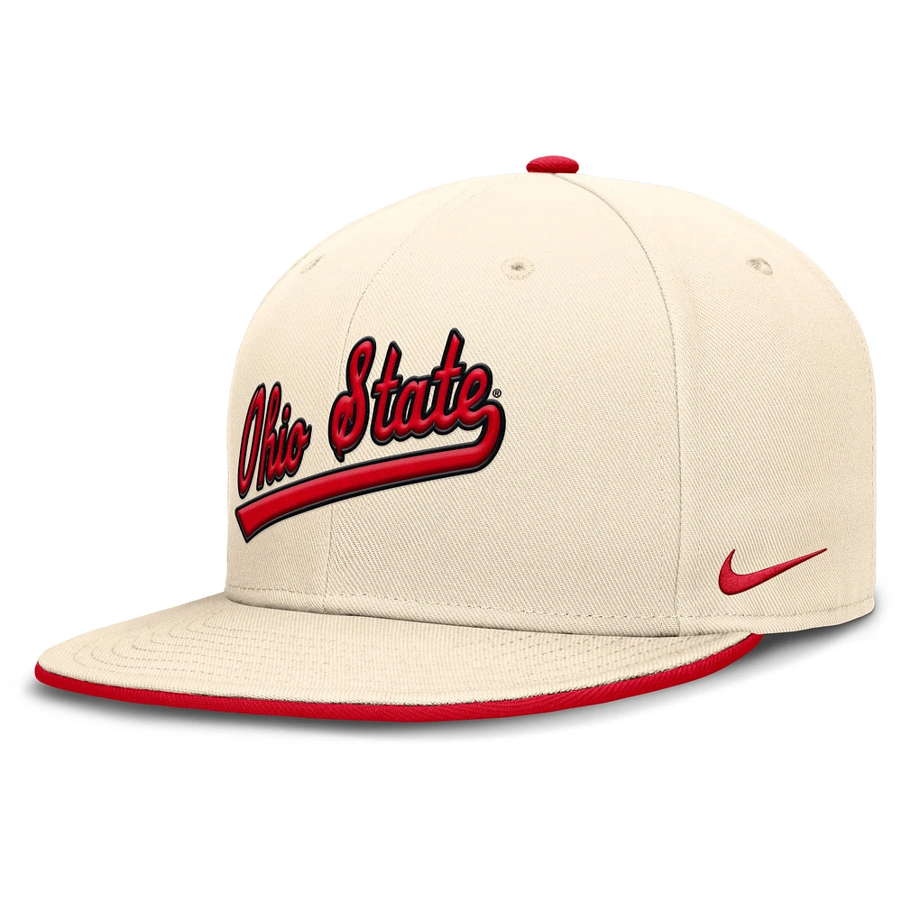 Casquette ajustée Nike Natural Ohio State Buckeyes Primetime True Performance pour homme