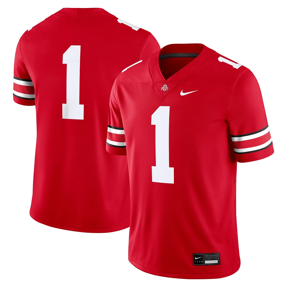 Maillot de match Nike #1 Scarlet Ohio State Buckeyes pour homme