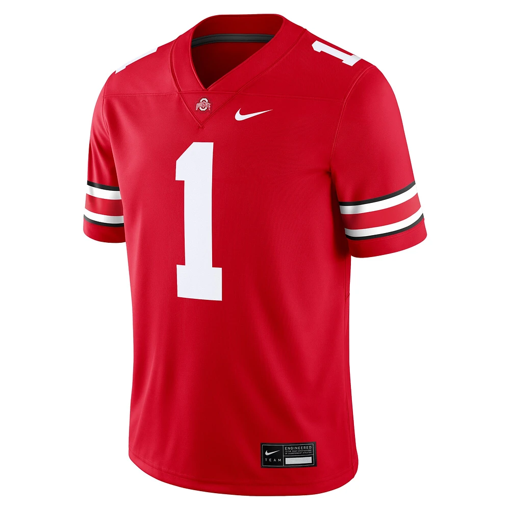 Maillot de match Nike #1 Scarlet Ohio State Buckeyes pour homme