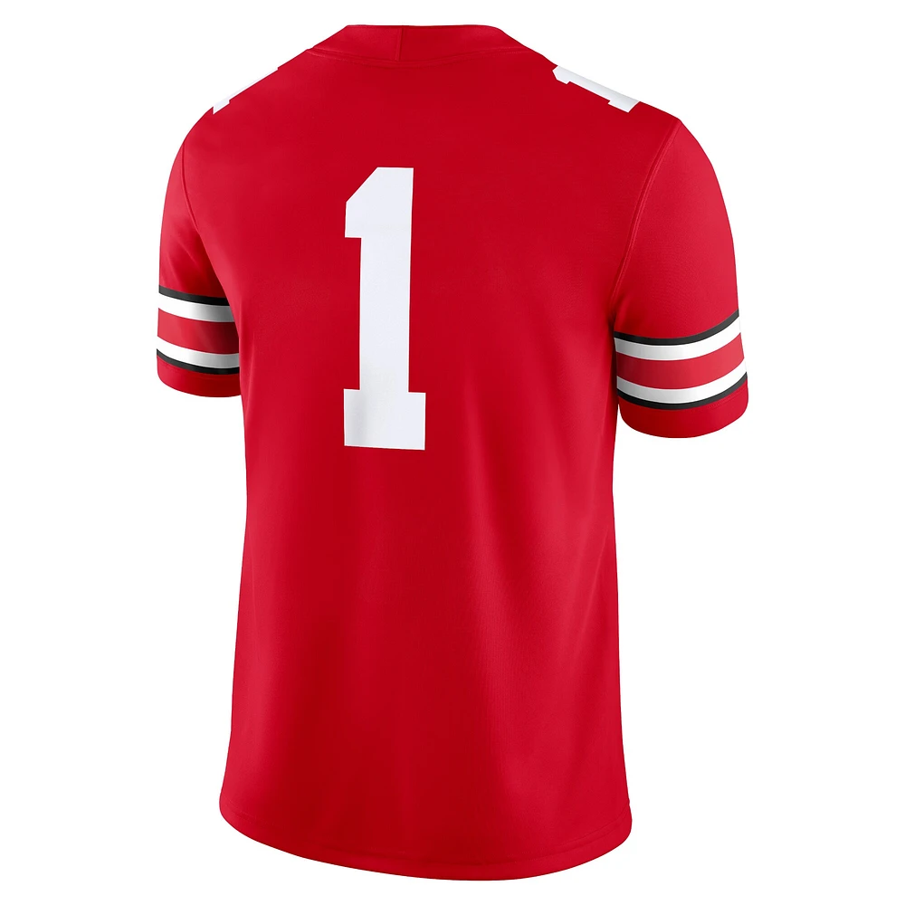 Maillot de match Nike #1 Scarlet Ohio State Buckeyes pour homme