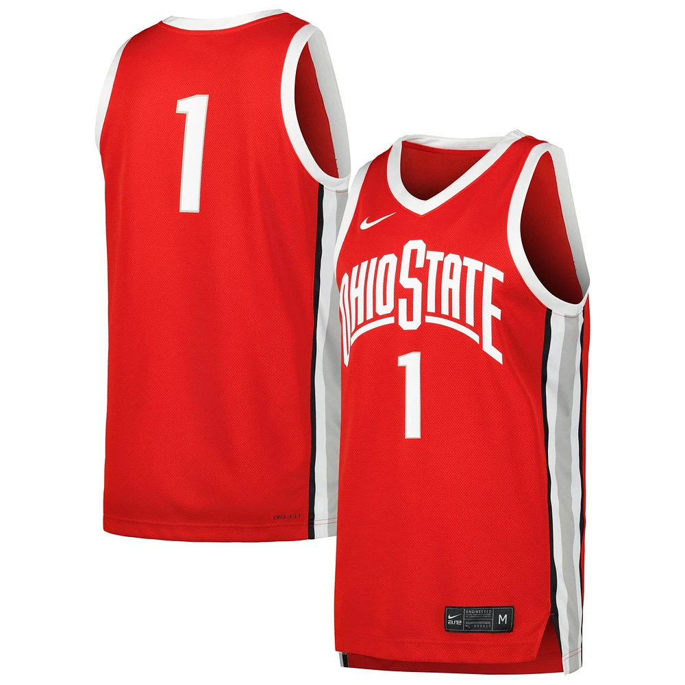 Maillot réplique Nike #1 Scarlet Ohio State Buckeyes pour homme