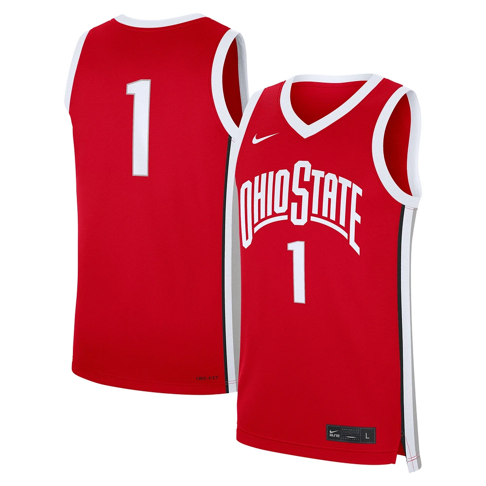 Men's Nike #1 Scarlet Ohio State Buckeyes Road Replica Jersey