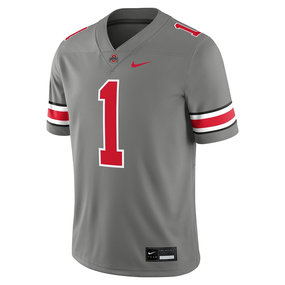 Men's Nike #1 Steel Ohio State Buckeyes Alternate Game Jersey