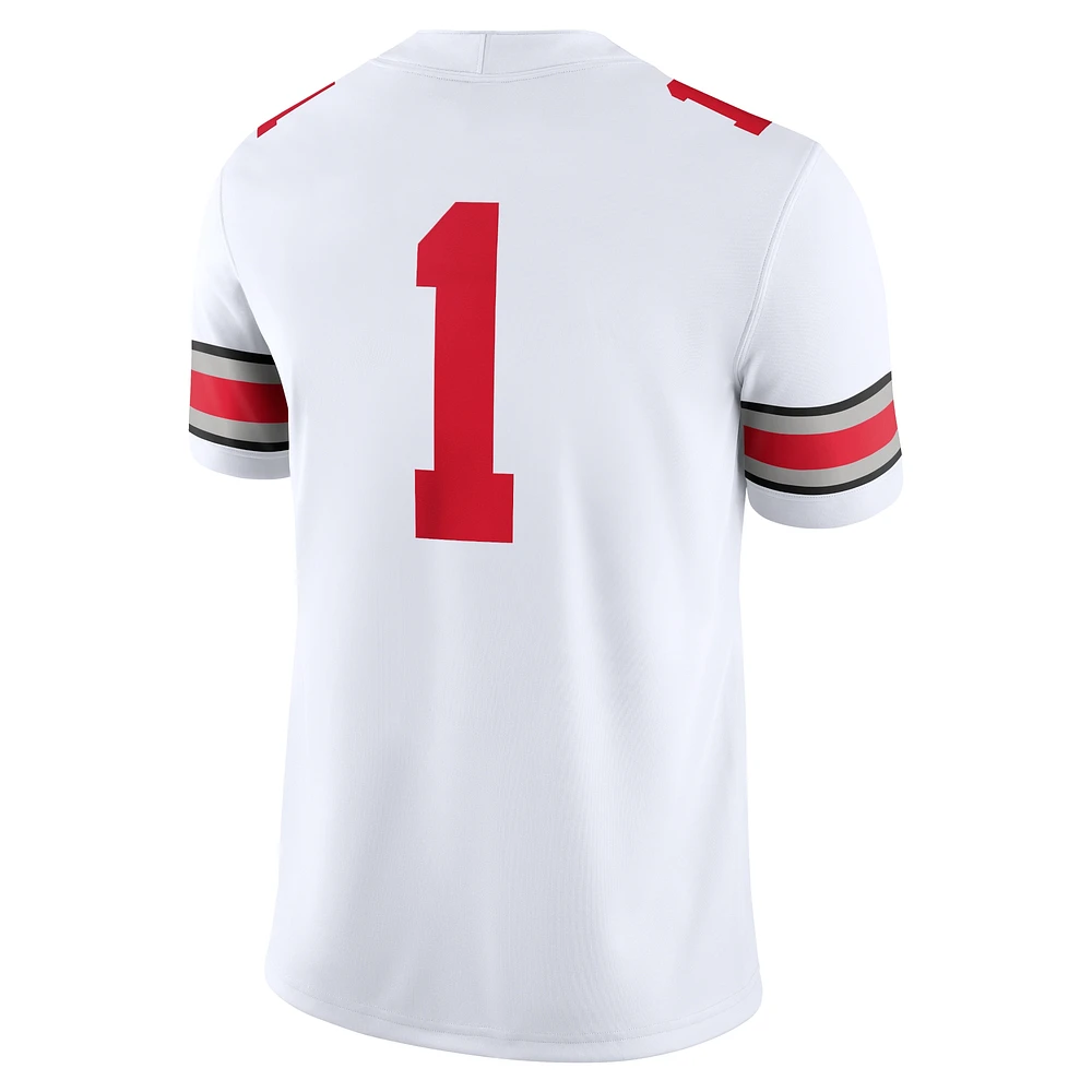 Men's Nike #1 White Ohio State Buckeyes Game Jersey