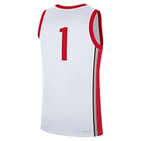 Men's Nike #1 White Ohio State Buckeyes Home Replica Jersey