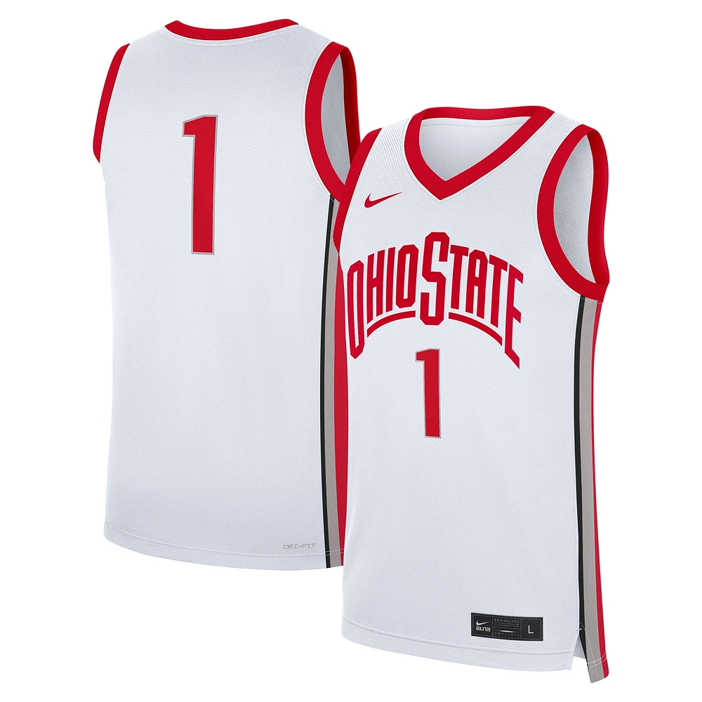 Maillot réplique à domicile blanc #1 des Ohio State Buckeyes pour homme Nike