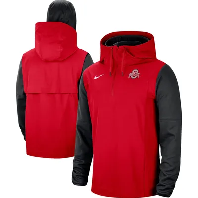 Ohio State Buckeyes Nike Sideline Player Quarter-Zip Hoodie Jacket - Scarlet/Black