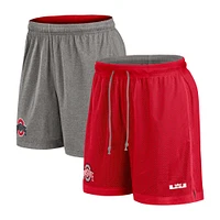 Short réversible Nike pour homme Ohio State Buckeyes Scarlet/Heather Grey