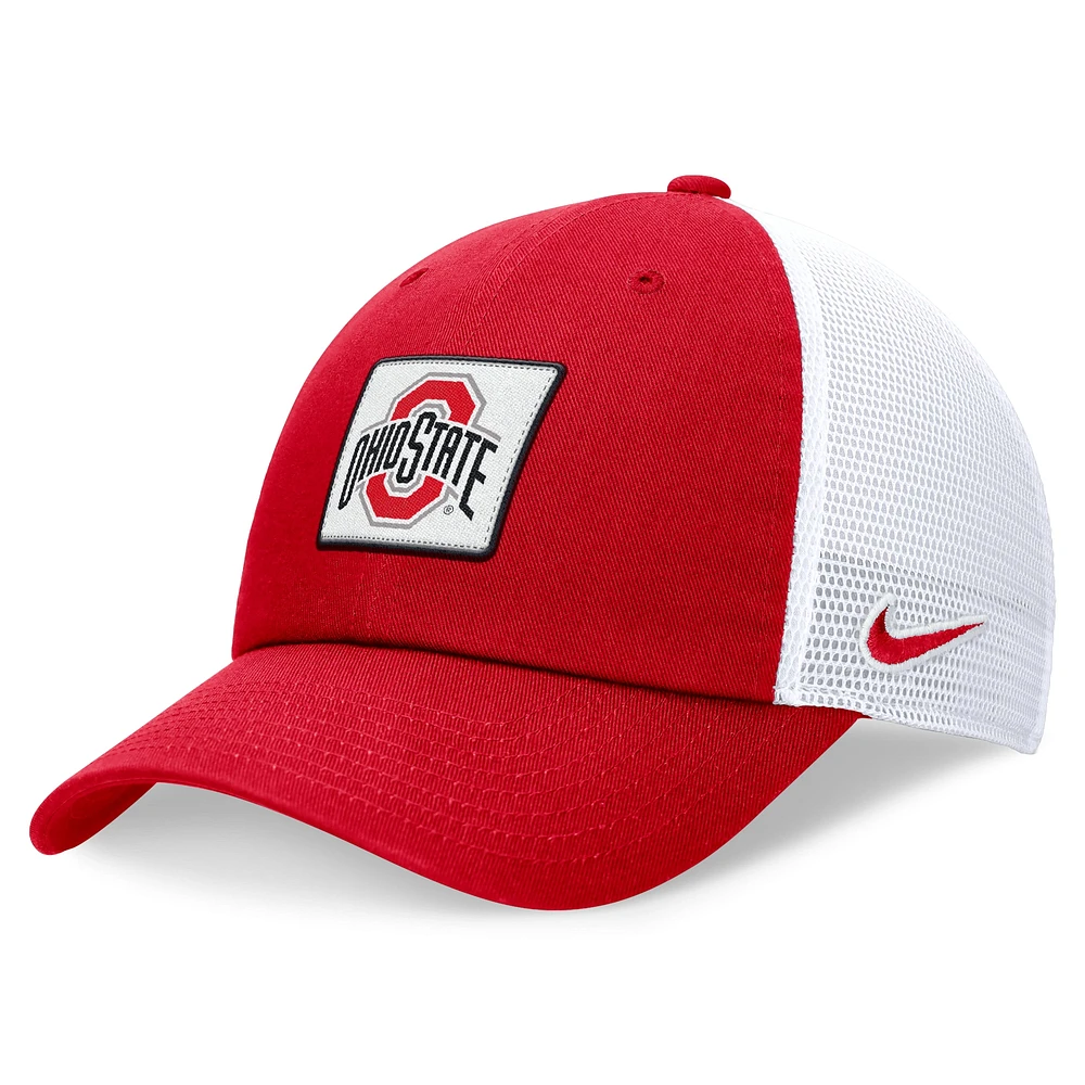 Casquette réglable Nike Scarlet/White Ohio State Buckeyes Primetime Club Trucker pour homme