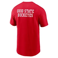 T-shirt Nike Scarlet Ohio State Buckeyes 2-Hit Stacked pour homme