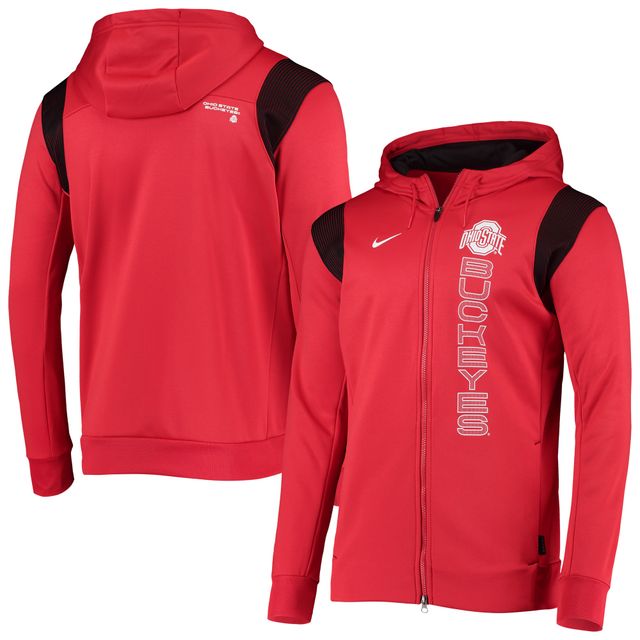 Sweat à capuche entièrement zippé Nike Scarlet Ohio State Buckeyes 2021 Sideline Performance pour homme