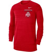 Men's Nike Scarlet Ohio State Buckeyes 2021 Sideline Velocity Performance Long Sleeve T-Shirt