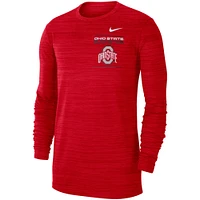 Men's Nike Scarlet Ohio State Buckeyes 2021 Sideline Velocity Performance Long Sleeve T-Shirt