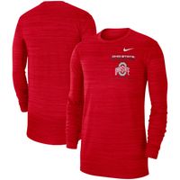 Men's Nike Scarlet Ohio State Buckeyes 2021 Sideline Velocity Performance Long Sleeve T-Shirt