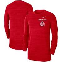 Men's Nike Scarlet Ohio State Buckeyes 2021 Sideline Velocity Performance Long Sleeve T-Shirt