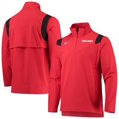 Men's Nike Scarlet Ohio State Buckeyes 2021 Team Coach Quarter-Zip Jacket