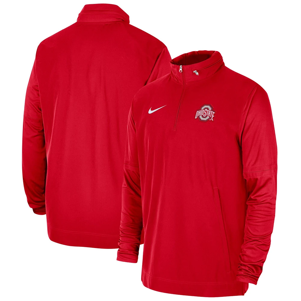 Men's Nike Scarlet Ohio State Buckeyes 2023 Coach Half-Zip Hooded Jacket