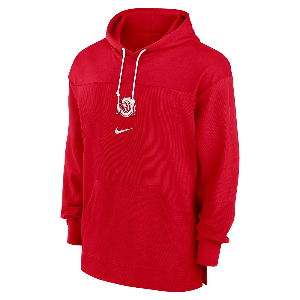 Men's Nike Scarlet Ohio State Buckeyes 2024/25 Sideline Jersey Performance Pullover Hoodie