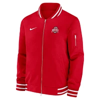 Men's Nike Scarlet Ohio State Buckeyes 2024 Sideline Full-Zip Bomber Jacket